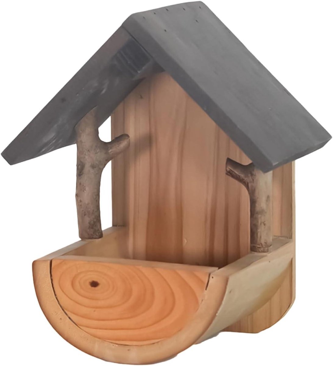 Vogelvoederhuis Hout - Voederbak Vogels - Vogels Voeren - Weerbestendig Ontwerp - 19L x 15B x 26H cm - Natuurlijk Hout