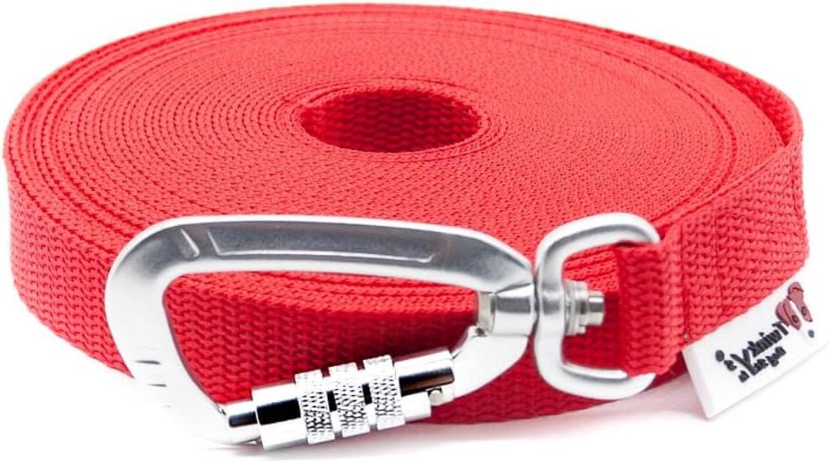 Hondenlijn zonder lus - Trainingslijn Hondentuig - Hondentraining - Veiligheidssluiting - 20 meter - Rood