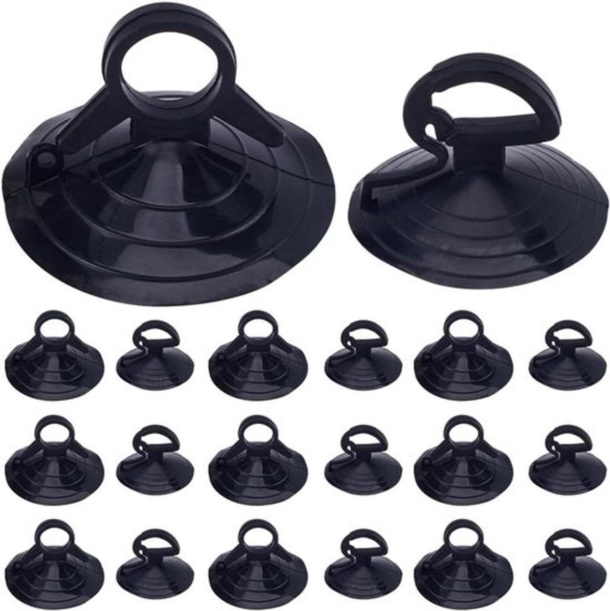 Auto Voorruitafzuigers - 32 Stuks - Zwarte PVC Zuignap - Autoruiten - Zonneklep - Hangend Object - Geschikt voor Diameter 35 en 45 mm, Zwart, Zuignap voor Auto