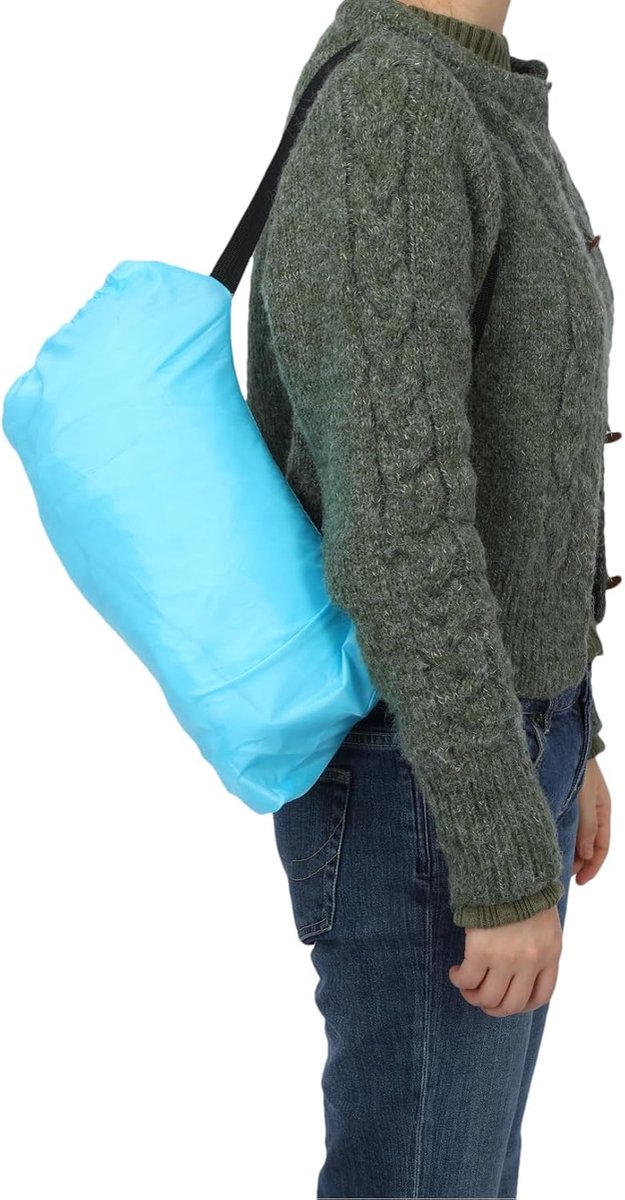 Opblaasbare ligstoel - Luchtbank matras - Kamperen strand zwemmen - Geen pomp nodig - 150 x 60 cm - Blauw — afbeelding 3