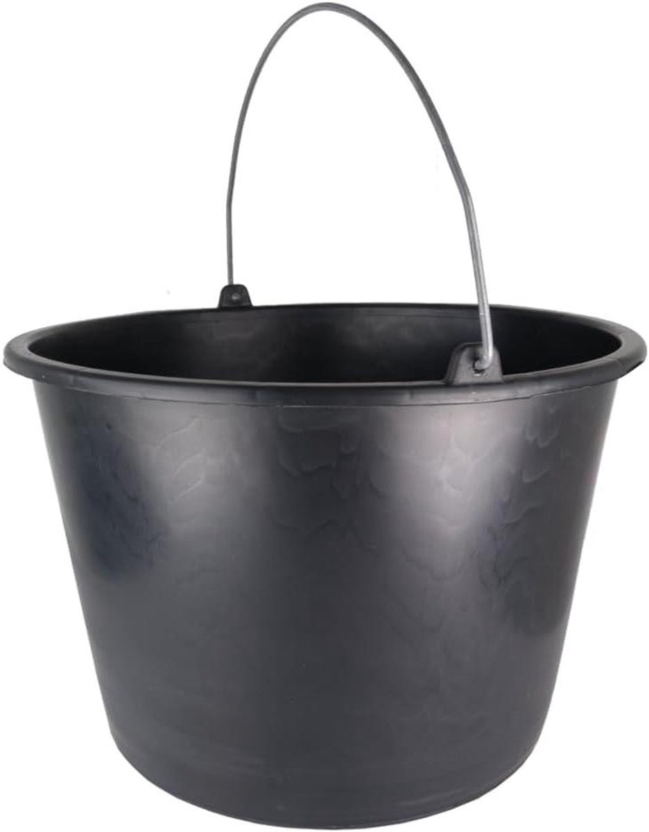 Bouwemmer - Poets mortel - Bouw en tuin - Metalen beugel - 12 liter 10 stuks - Zwart