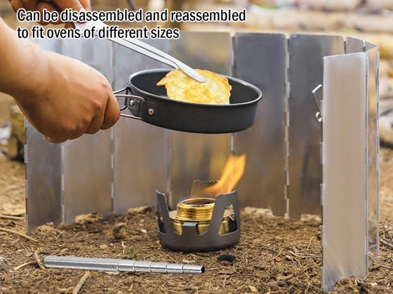 Set van 16 Aluminium Windbeschermers voor Gasfornuizen, Lichtgewicht Vouwscherm voor Kamperen, Buitenkeuken Accessoires en Windscherm voor Kooktoestellen — afbeelding 4