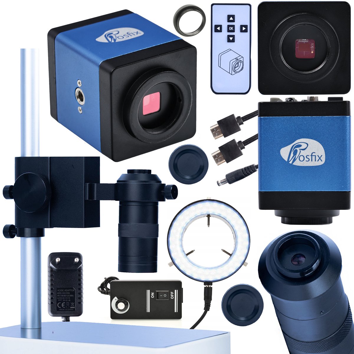 Rosfix Microscoopset Draco Blue Pro 4-in-1 - Microscoopcamera C-Mount 2MP