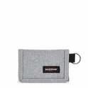 Grijs Eastpak Mini Crew portemonnee van textiel met een zwart Eastpak logo en een ring met lus.