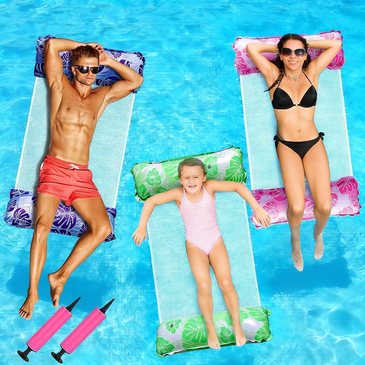 Waterhangmat Set - Zwemband Ligstoel - Ontspannen in Water - 5-in-1 Set - 780 g - Blauw