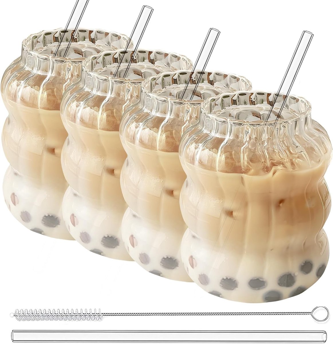Ijskoffie glazen - Helder - 650 ml - Glazen met Golvend Design - Voor Stijlvol Serveren van Dranken