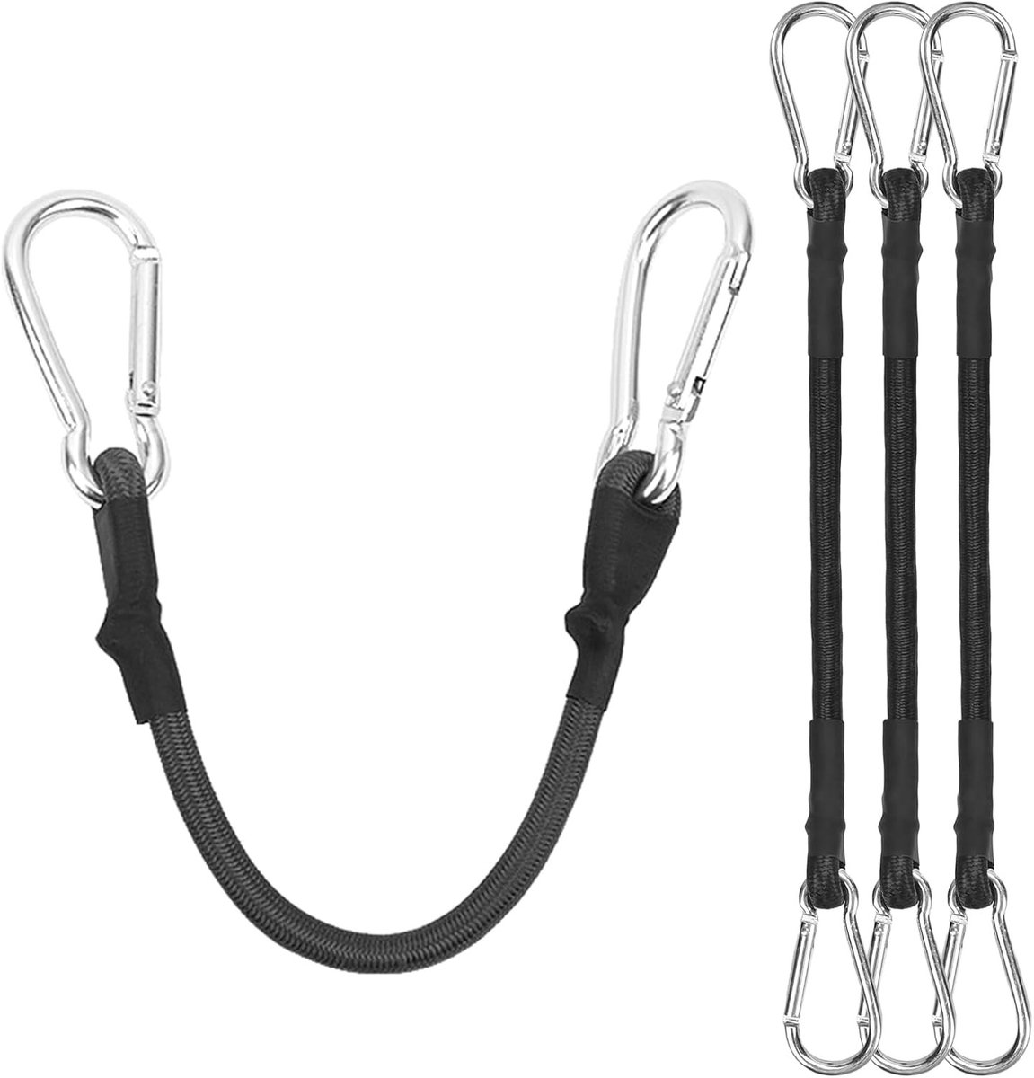 Snelbinders fiets - Zwart - 4 stuks 30 cm - Elastische touwen met aluminium haken - Voor bagage en transport