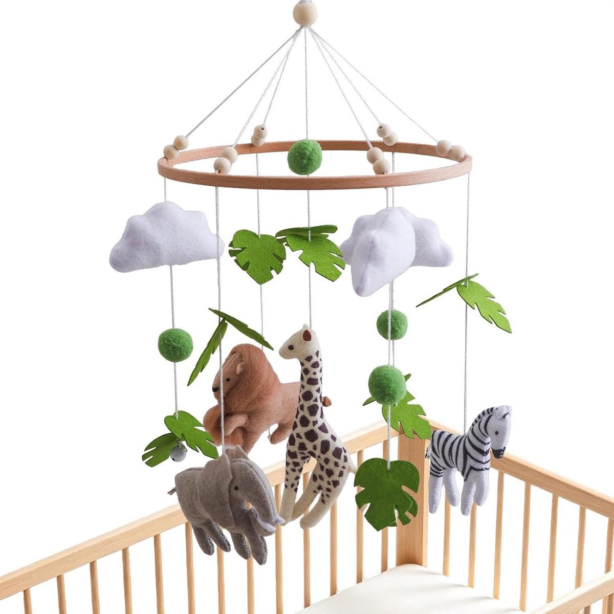 Babykamer Mobiel - Wiegdecoratie - Visuele Stimulatie - Handgemaakt Vilten - 23 x 23 cm - Multicolor