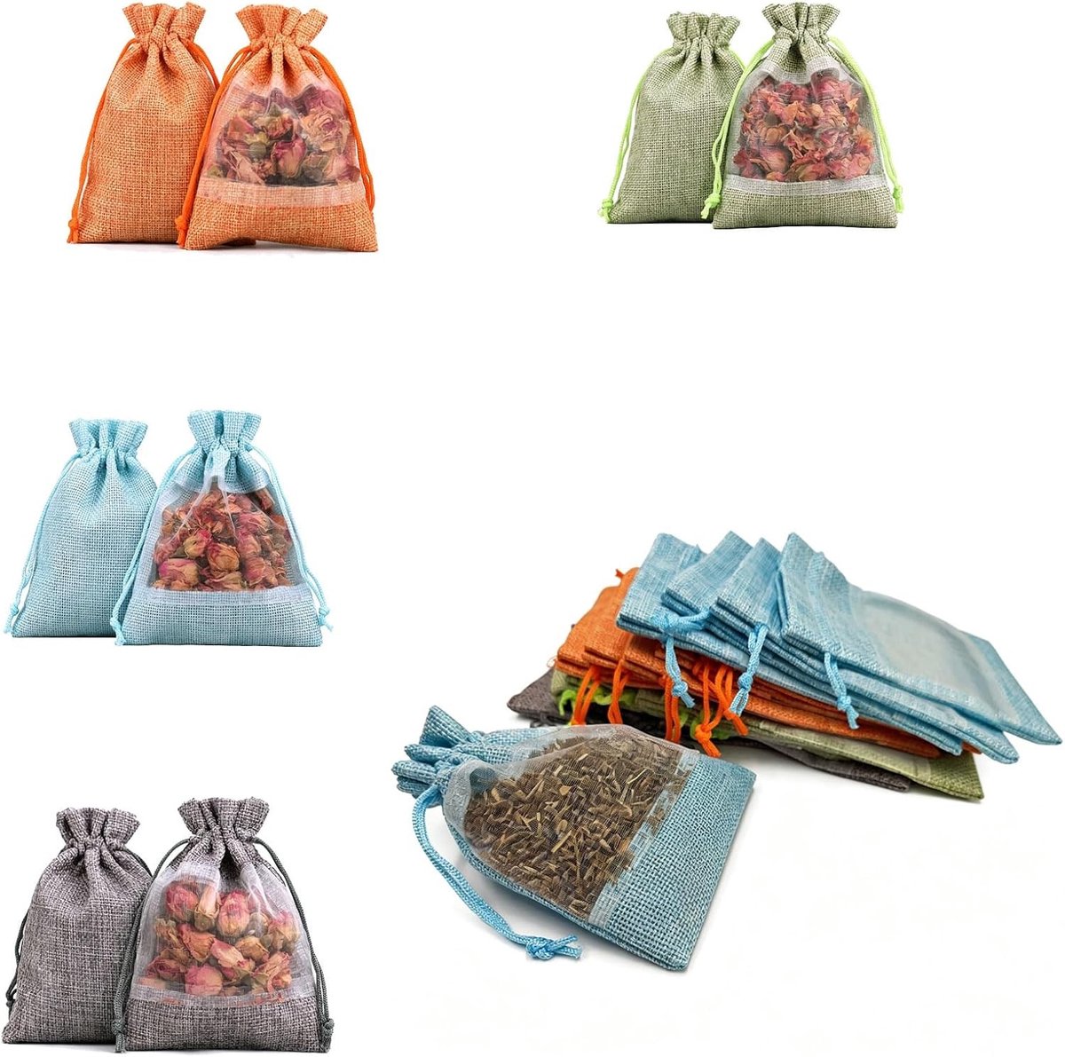 Lavendelzakjes Leeg, Set van 20, Organza Zakjes 10 x 14 cm, Geurige Cadeauzakjes, Effectieve Mottenbestrijding voor Kasten