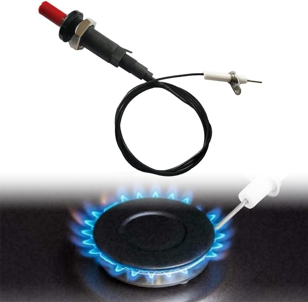 Piezo-ontsteker voor Gasgrill, Camping, Kachel en Fornuis - 1 Uit 2 Ontstekingsset met Hoogwaardige Ontstekingsspark en Duurzaam Ontwerp