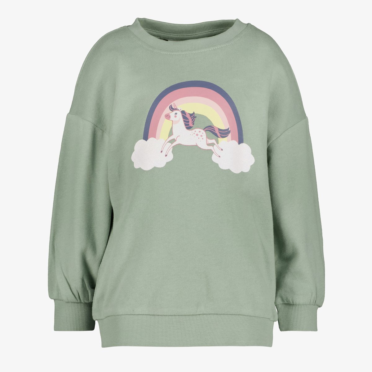 Name It meisjes sweater met regenboogprint groen - Maat 110