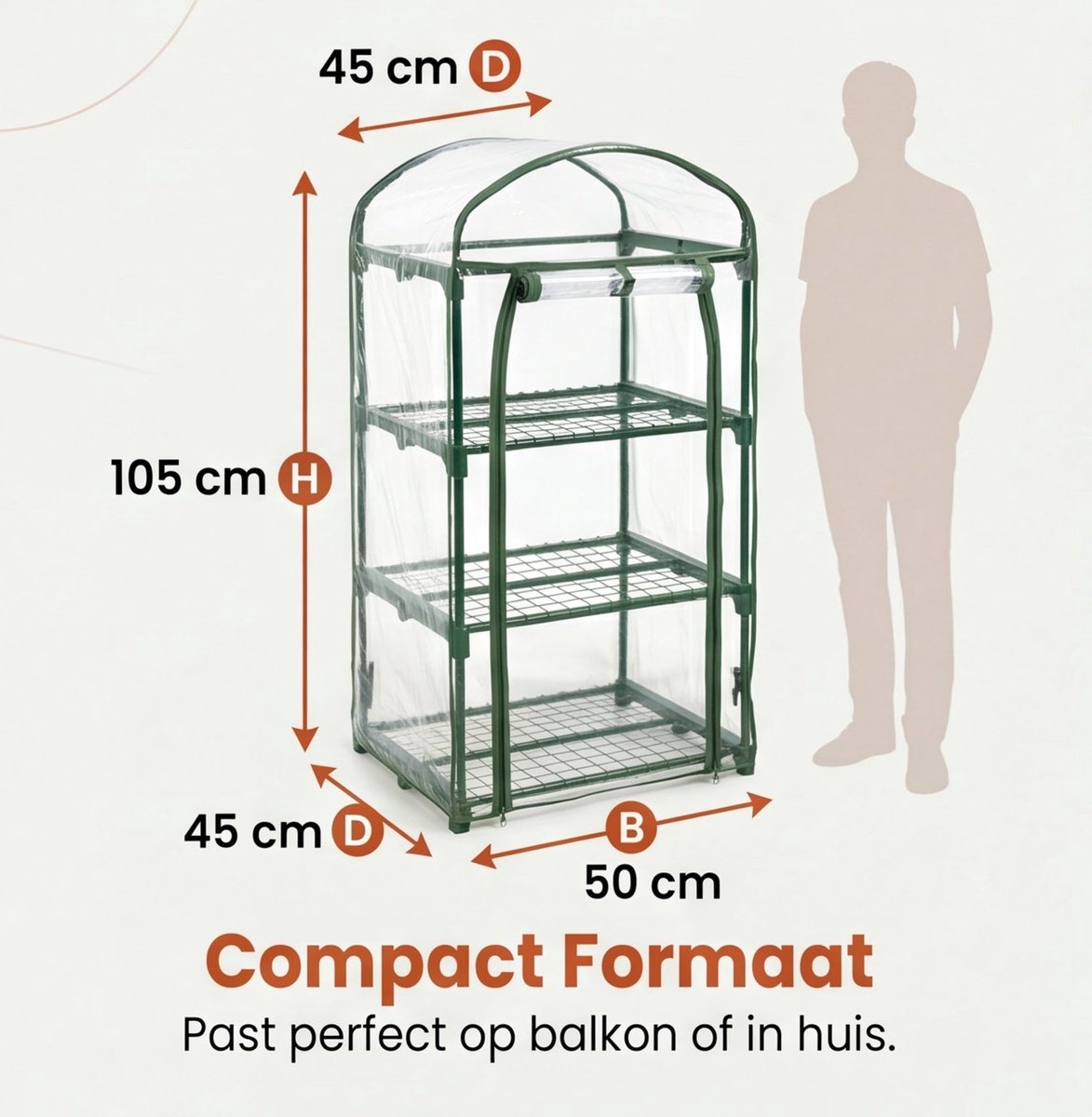 Cheqo® Kweekkas - Broeikas - Tuinkas - Plantenkas - Mini Kas - Mini Serre - Foliekas - Opzetkas met 3 Verdiepingen en Roldeur - voor Balkon en Tuin - Tomatenkas - Plantenhuisje - Kasje voor Buiten - Stekken en Kweken – foto 3