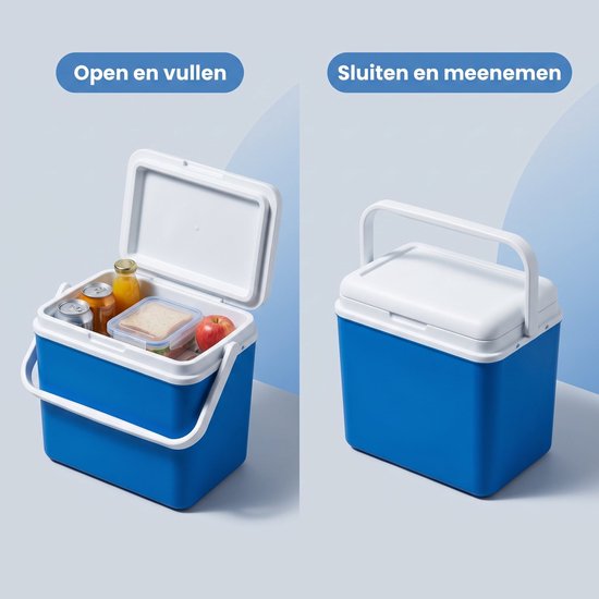 Cheqo® Koelbox - Kleine Koelbox - Koelbox Klein - Draagbare Koelbox - Passieve Koelbox zonder Stroom - Koelbox voor Camping en Auto - Koelbox voor Strand - Picknick Koelbox - Lunch Koelbox - Mini Koelbox met Handvat - Frigobox - Blauw van Cheqo — afbeelding 3