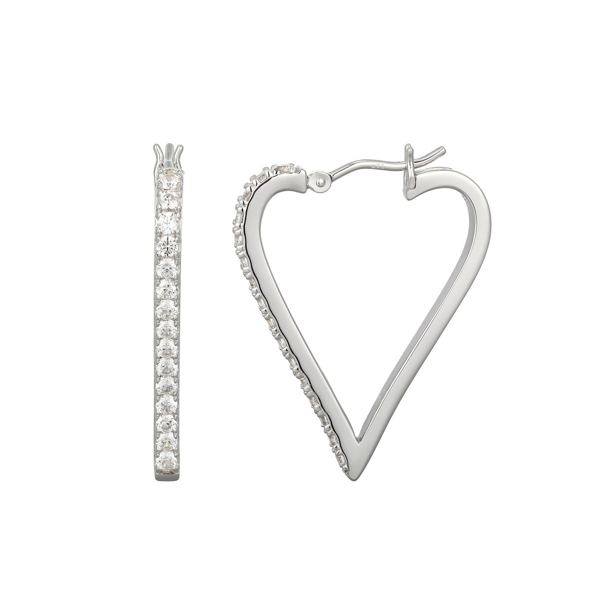 Cavill - Zilveren Hartvormige Oorbellen met Zirkonia 1,156 ct - 925 Sterling Zilver - Elegante, Fonkelende Dames Oorbellen - Adela Silber