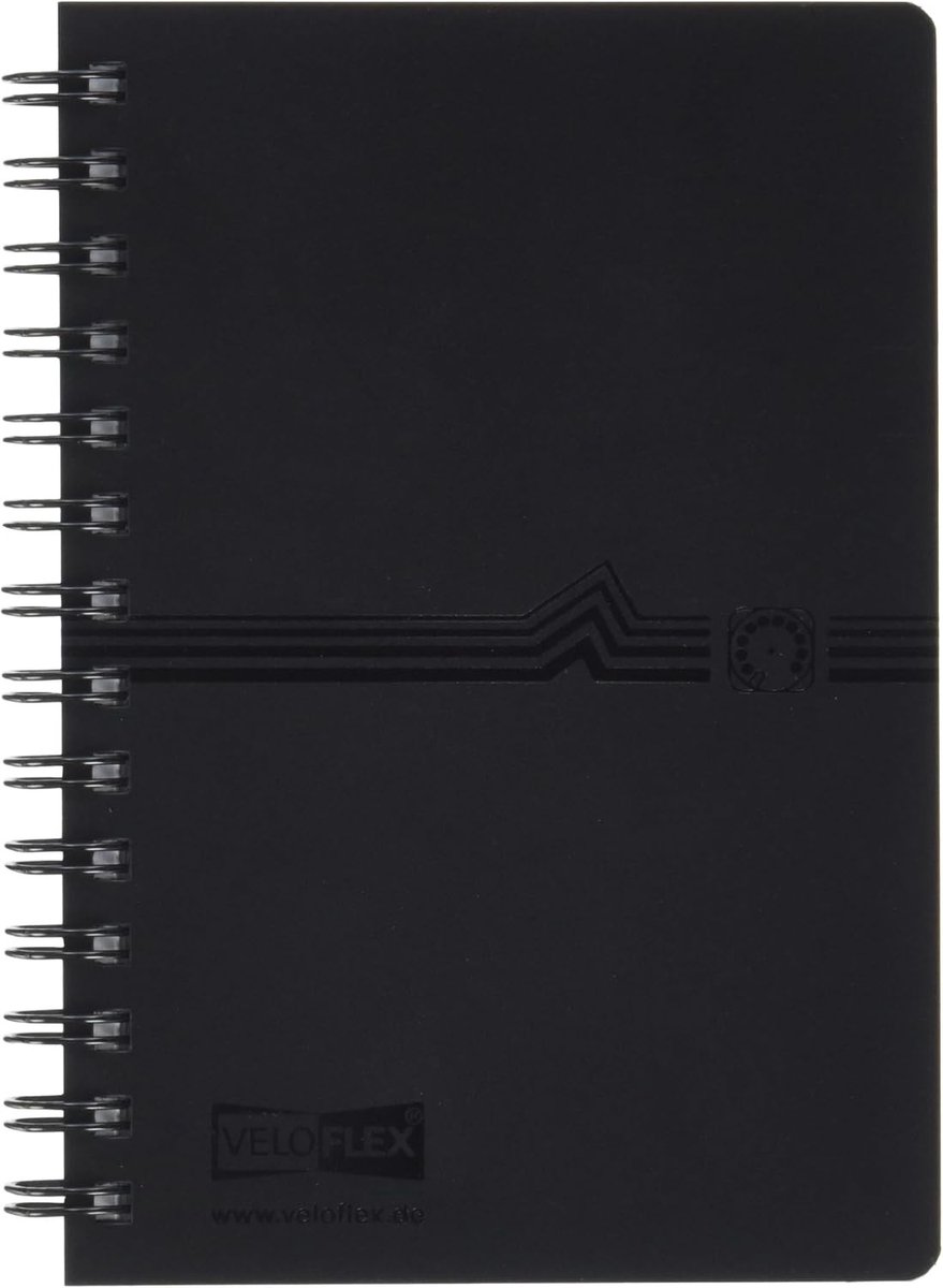 Adresboek - Zwart - DIN A7 - PP Kunststof met Spiraalbinding en 12-delig Register - Voor Organisatie en Notities