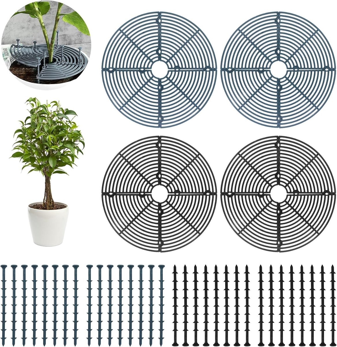Set van 4 Snijdbare Onderbeschermers voor Plantenpotten, Antislip Beveiliging voor Kinderen en Huisdieren, Ideaal voor Binnen- en Buitenplanten