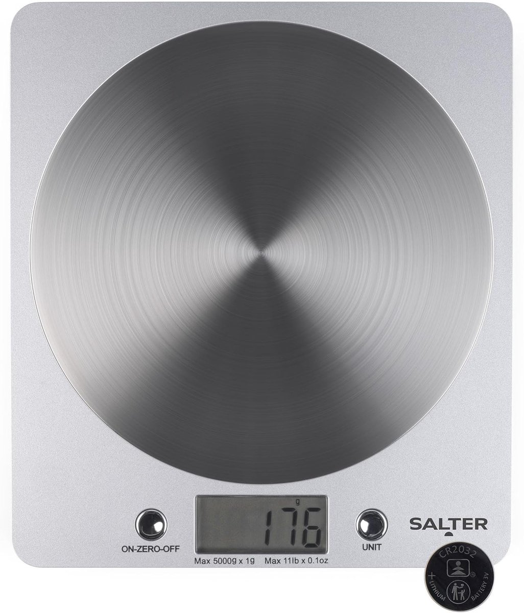 Analoge keukenweegschaal - Zilver - 5 kg - RVS Weegplatform met Digitale Weergave - Voor Thuis en Keuken