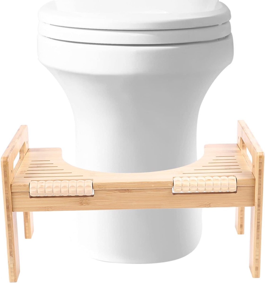 Toiletkruk Bamboe - Voetensteun WC Kruk - Verbeteren Stoelgang - Met Voetmassage - 45 x 24.4 x 25.9 cm - Geel