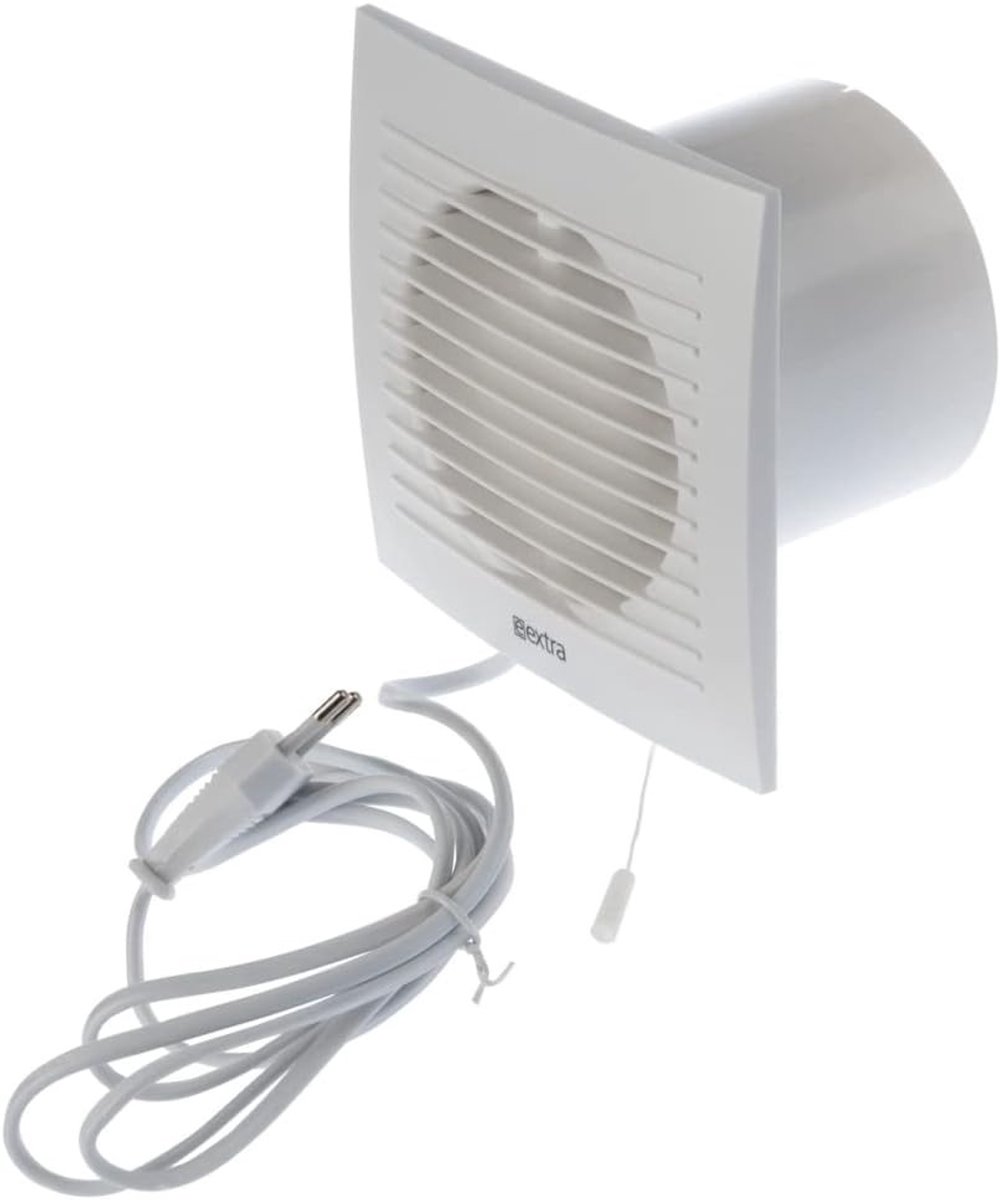Afzuiging badkamer - Wit - Ø 100 mm - Stille Badkamerventilator van ABS Kunststof - Voor Muur en Plafond