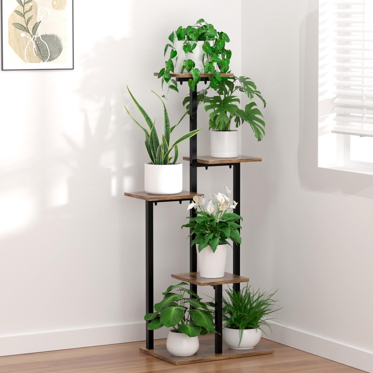 Dailygoods- Bloemenstandaard 6 etages - Plantenrek binnen - Ruimtebesparend - Verticaal rek - Stabiele constructie - Geschikt voor kamerplanten
