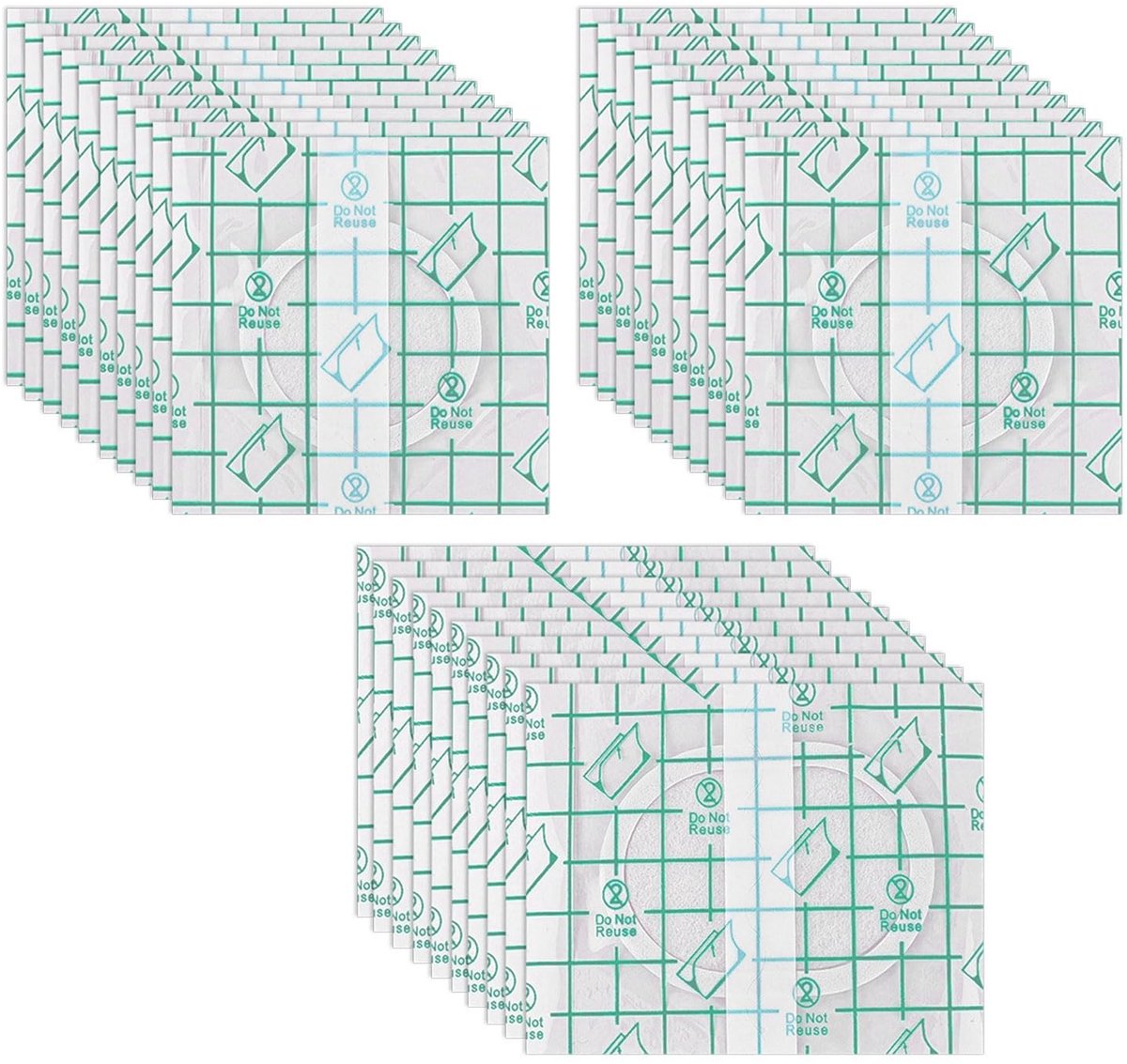 Dailygoods- Navelplakkers 30 Stuks - Transparante PU-Folie - Organisch Katoen - Zelfklevend - Lekbestendig - 8x8cm/8x10cm - Oliepleisters