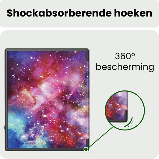 Hoes Geschikt voor Kobo Elipsa 2E Hoesje Bookcase Cover Hoes - Hoesje Geschikt voor Kobo Elipsa 2E Hoes Cover Case - Galaxy — afbeelding 4