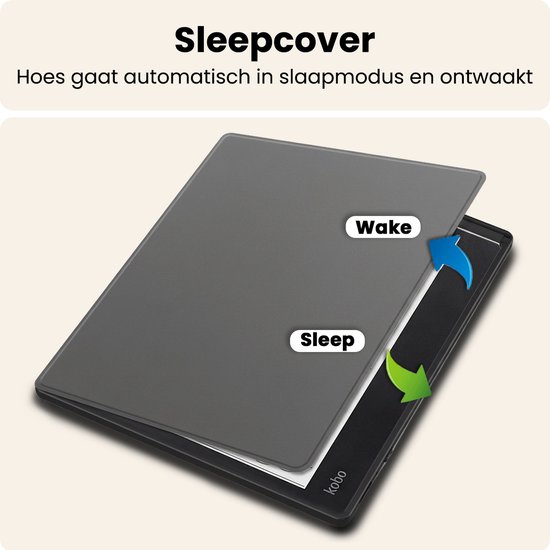 Hoesje Geschikt voor Kobo Elipsa 2E Hoes Book Case - Hoes Geschikt voor Kobo Elipsa 2E Hoesje Book Cover Met Screenprotector - Grijs van Hoesje  — afbeelding 3