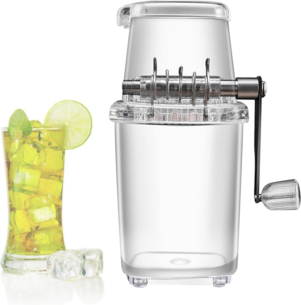 Handmatige IJsbreker - IJsmachine Sneeuw - Drankjes Maken - Antislip Basis - 29 cm - Zilver