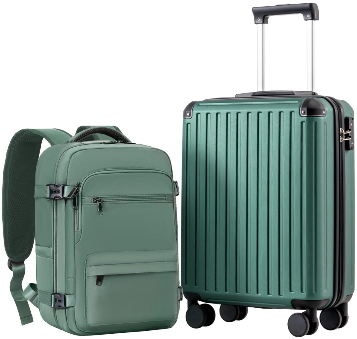 Dailygoods- Kabinenkoffer 55x40x20cm - Handbagage Koffer - Harde Koffer met TSA-slot - 4 Dubbele Wielen - Set met Rugzak 20L - Geschikt voor Ryanair/EasyJet - Handbagagekoffer