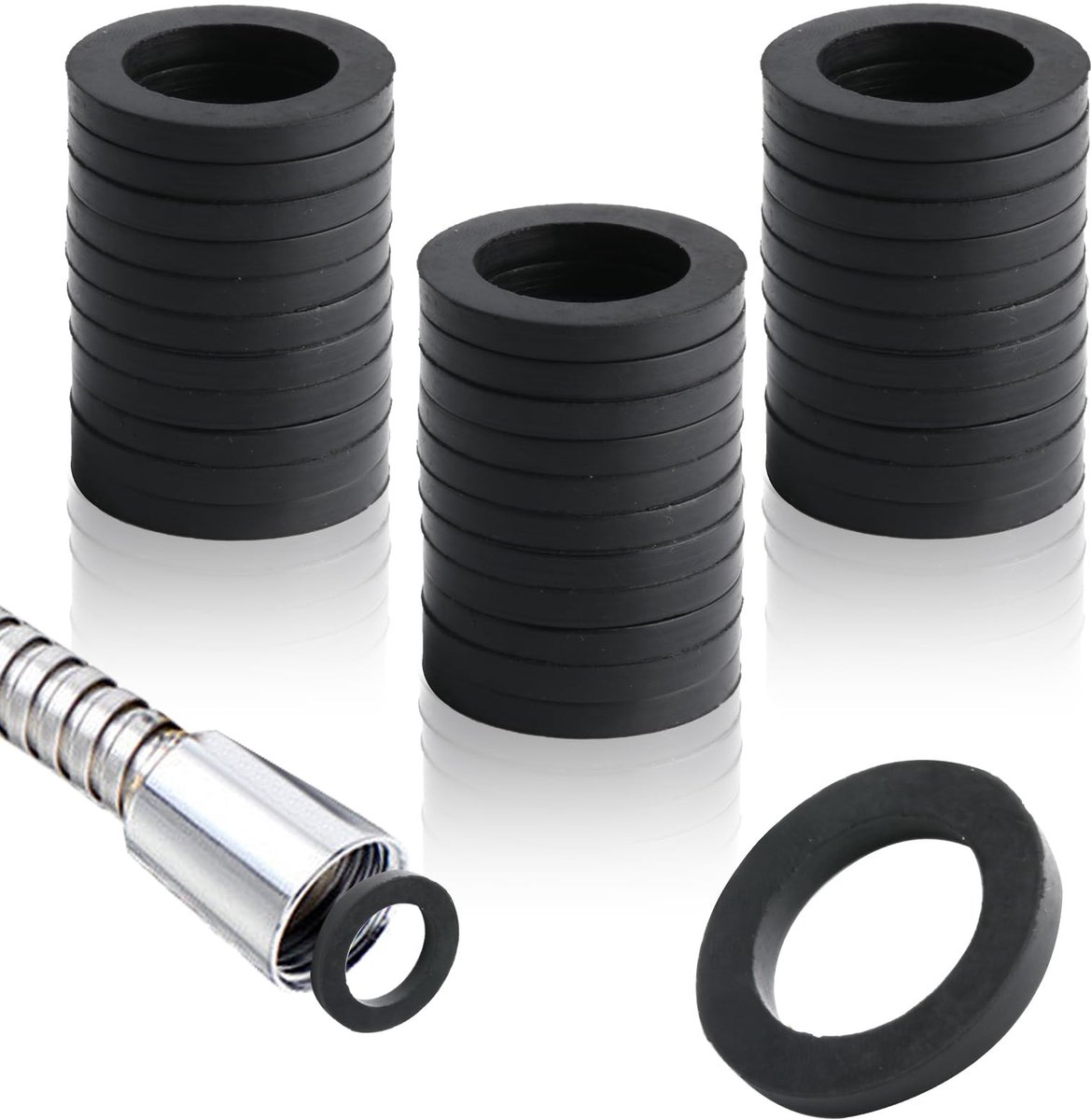 Dailygoods- Afdichtingen 40 Stuks - Platte Afdichtingen - Rubberen Sluitringen - Douchekop/O-Ringen - Waterkraan/Doucheslang - Hoogwaardig Nitrilrubber - Afdichtringen
