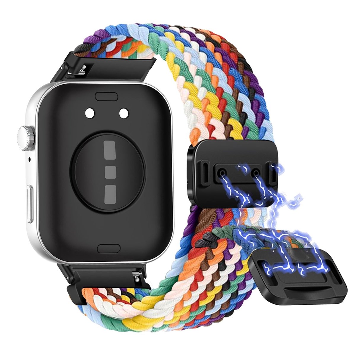 Dailygoods- Horlogeband Verstelbaar - Gevlochten Nylon - Magnetische Gesp - Geschikt voor Huawei Watch Fit 3 - Elastisch - Hoogwaardige Kwaliteit - Horlogearmband