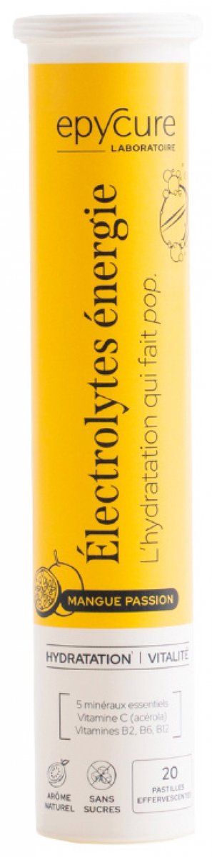 Epycure Elektrolyten Energie Hydratatie en Vitaliteit 20 Bruistabletten (Smaak : Mangopassie)