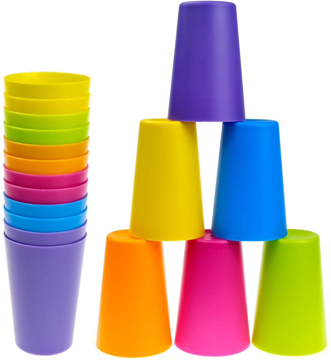 Dailygoods- Drinkbekers 12 stuks - Herbruikbare Plastic Bekers - Kleurrijke Feestbekers - Antilekbeker - 160 ml - Veilig en Comfortabel Design