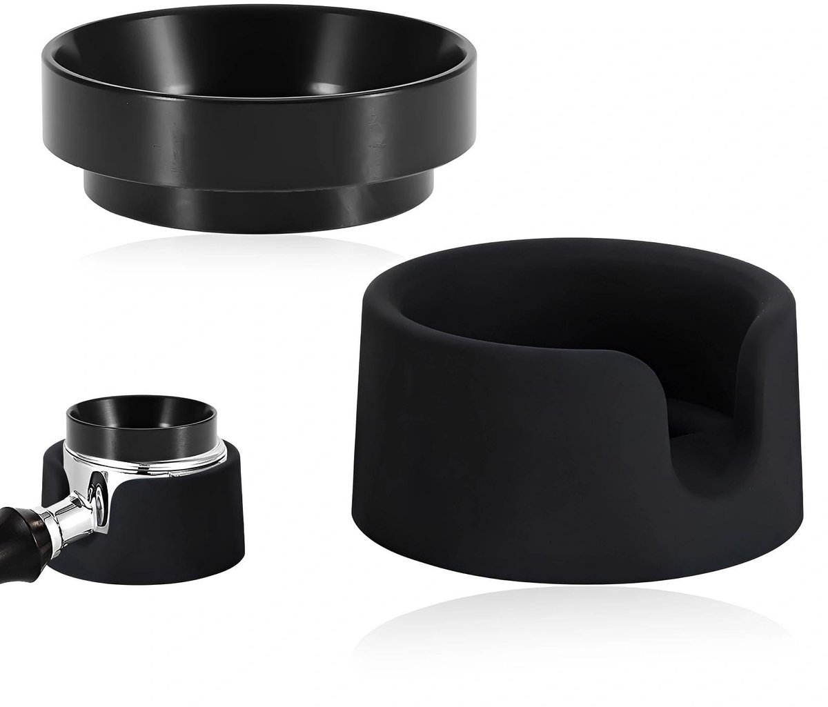 Dailygoods - 51 mm magnetische zeefhouder trechter (buiten liggend) voor De'Longhi + Tamperbasis voor Ninja Luxe Cafe ES601 – Barista accessoireset voor de perfecte espressobereiding