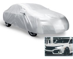 Autohoes voor buiten – Universeel – 170T zilverkleurige stof – Volledig waterdicht – Krasbestendig – Zonwerend – Duurzaam – XL-formaat – 4,9 x 1,8 x 1,5 meter – Alleen voor auto's – Beschermt effectief tegen bladeren en stof – Zilver