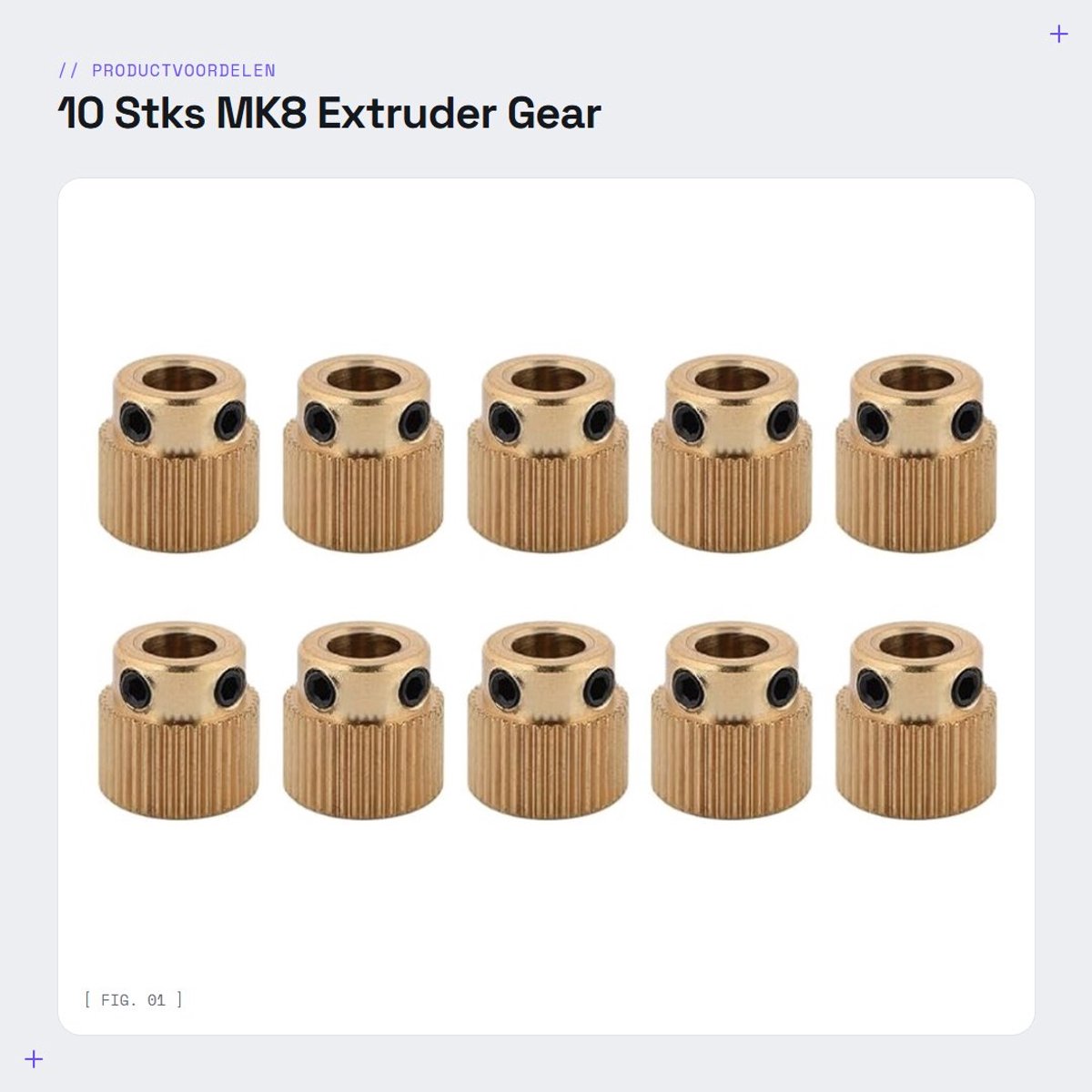 Dailygoods- Extruder Gear 10 Stuks - Messing Aandrijf Gear - 40 Tanden - 3D Printer Accessoires - Duurzaam - Buitendiameter 11mm - Aandrijfwiel