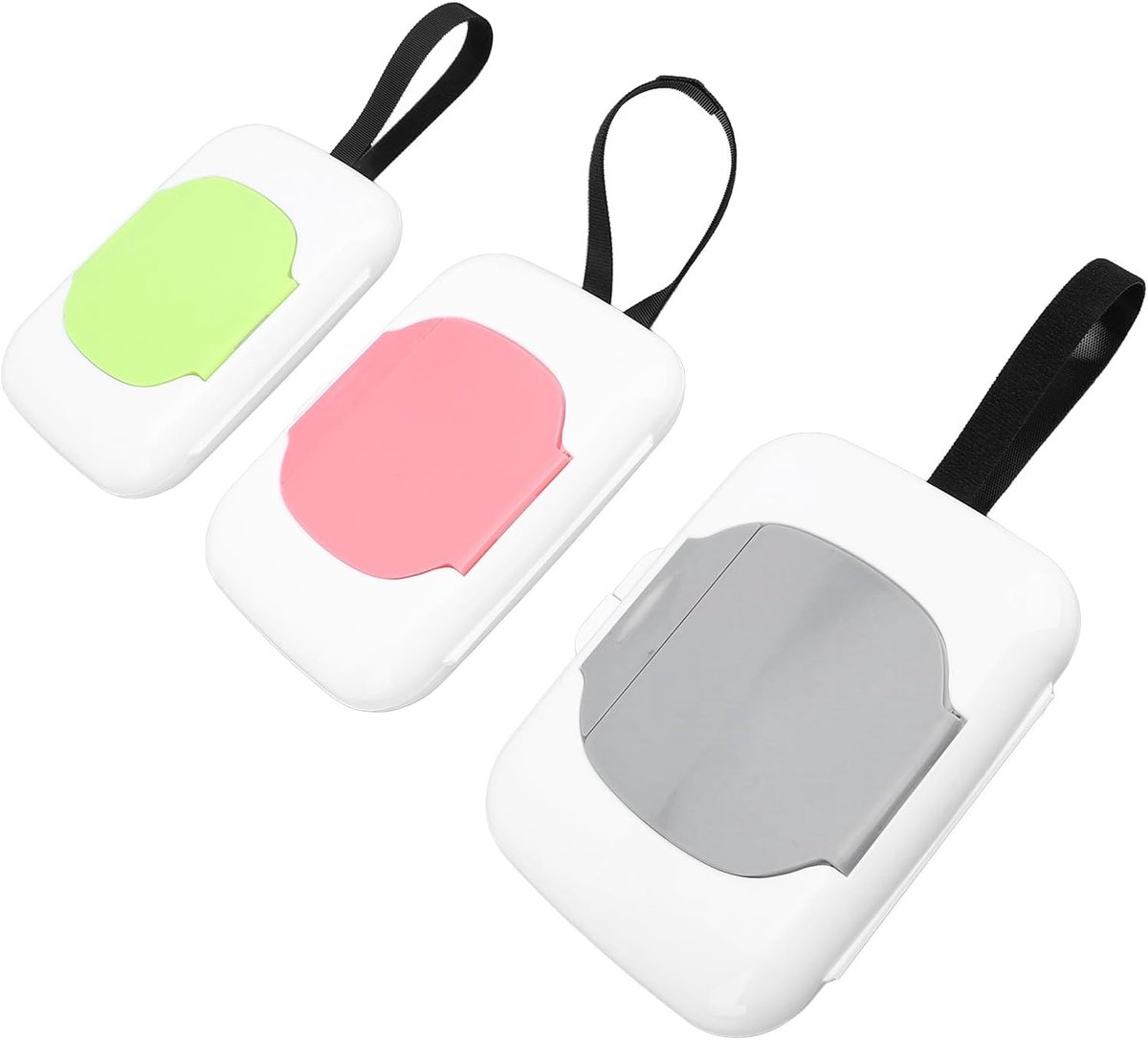 Babydoekje Dispenser - Hervulbare Houder - Onderweg Gebruik - Veilige Klittenbandsluiting - 3 Stuks - Grijs