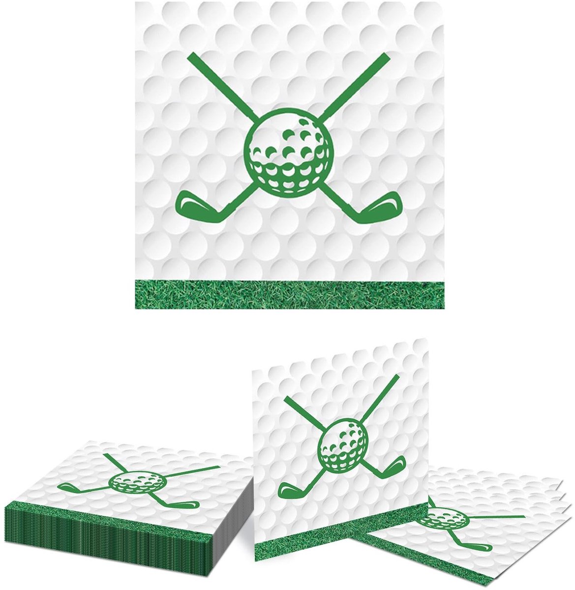 Solidchoice- Wegwerpservetten 20 Stuks - Golfbal Club Ontwerp - 2-laags - 33 cm - Tafeldecoratie - Geschikt voor Verjaardag en Golftoernooi - Feestservetten
