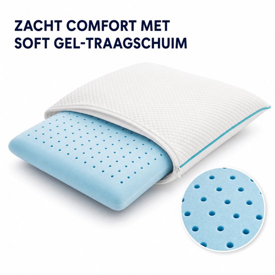 Dormidor CloudBlue Hoofdkussen – Geperforeerd Soft Gel Traagschuim – Ventilerend en Verkoelend – Ergonomisch – 60 × 40 cm