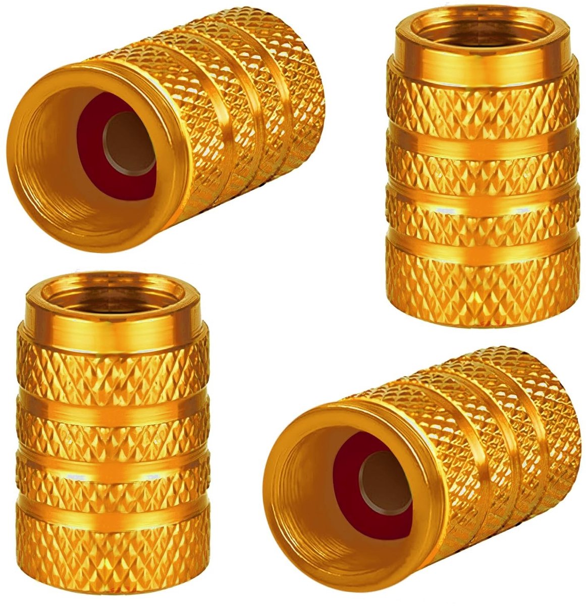 Dailygoods- Ventieldoppen Aluminium - 4 Stuks - Universele Ventieldoppen - Stofdichte Doppen - Duurzaam - Rubber Pakking - Bandendoppen