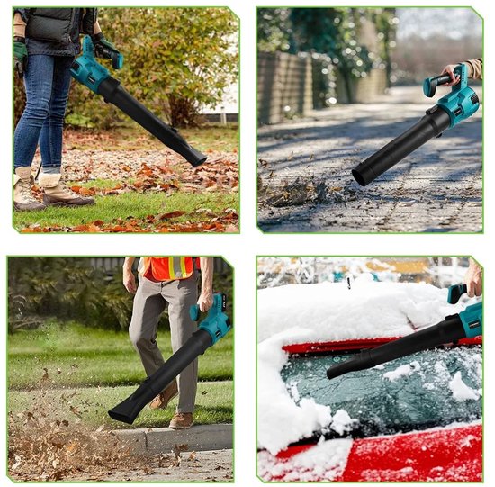 Zerova Bladblazer met 3 versnelingen - Blazer - Blower - Voor blaadjes, sneeuw, stof, zand en auto - 30.000 RPM - 21 V - Aqua — afbeelding 4