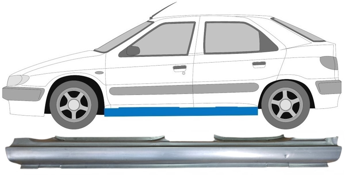 Volledige dorpel voor Citroen Xsara 1997-2005 / Links