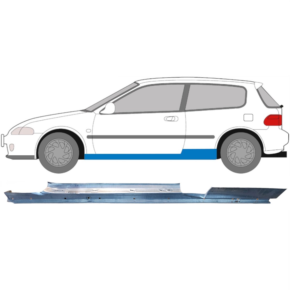 Reparatie dorpel voor Honda Civic 1991-1995 / Links