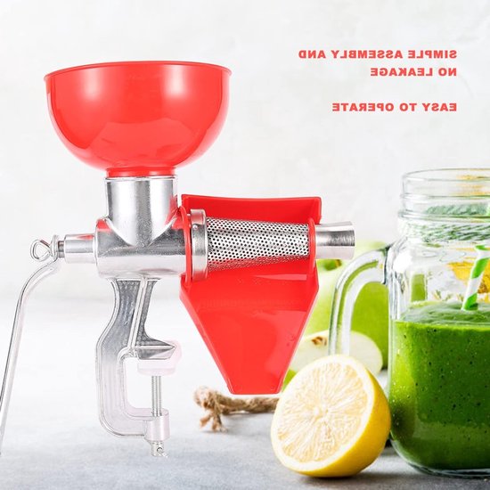 Handmatige Tomatenpers van Dikke Aluminium Legering met Tafelhouder en Schroefklem, 27 x 34 x 22 cm - Ideaal voor Vers Sap, Keukenaccessoires en Groentejuicers — afbeelding 3