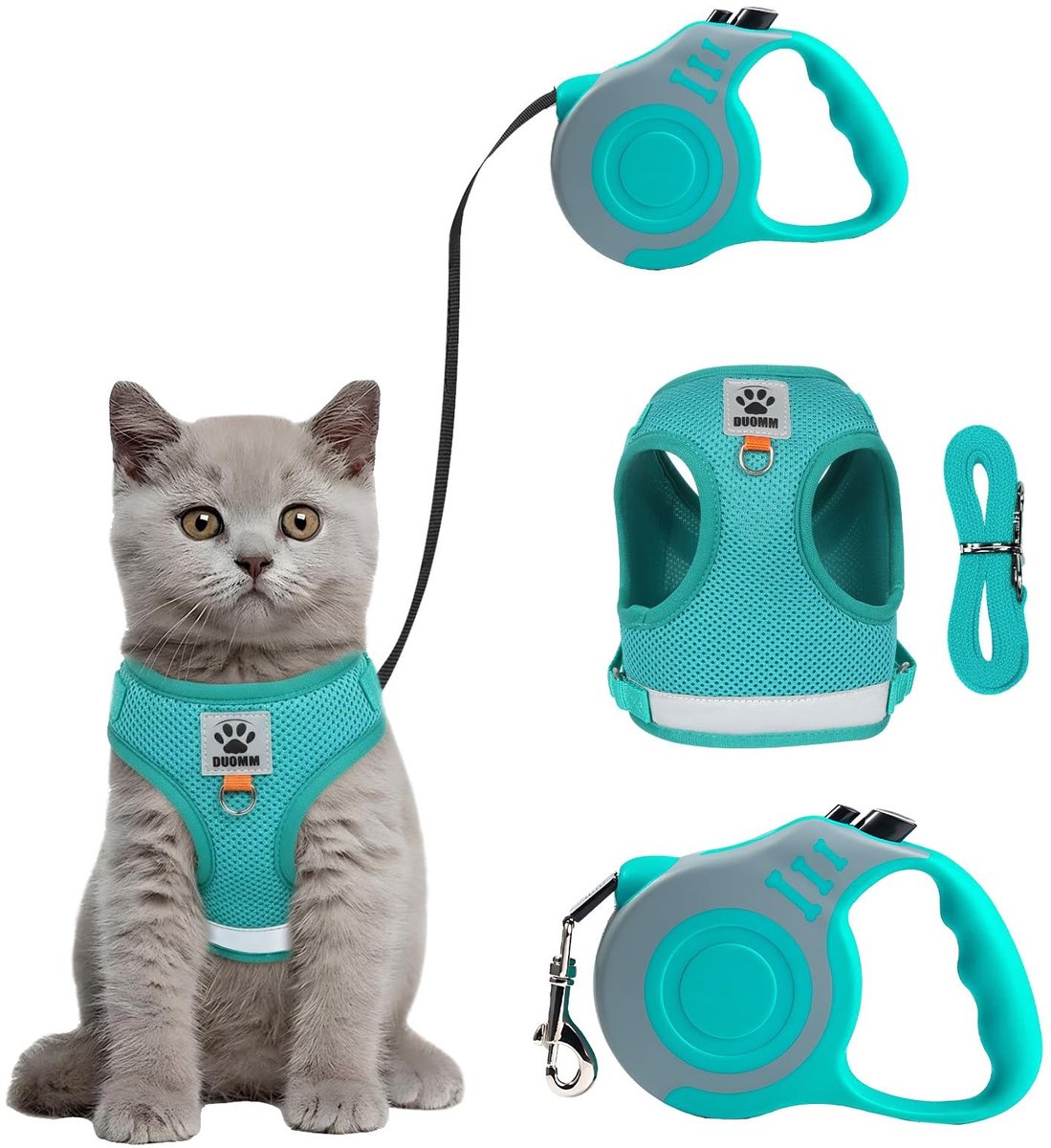 Dailygoods- Kattentuig Ontsnapbestendig - Kattentuig met Looplijn - Verstelbaar Harnas - Ademend Mesh - Reflecterende Strepen - Zacht Vest - Kattenharnas