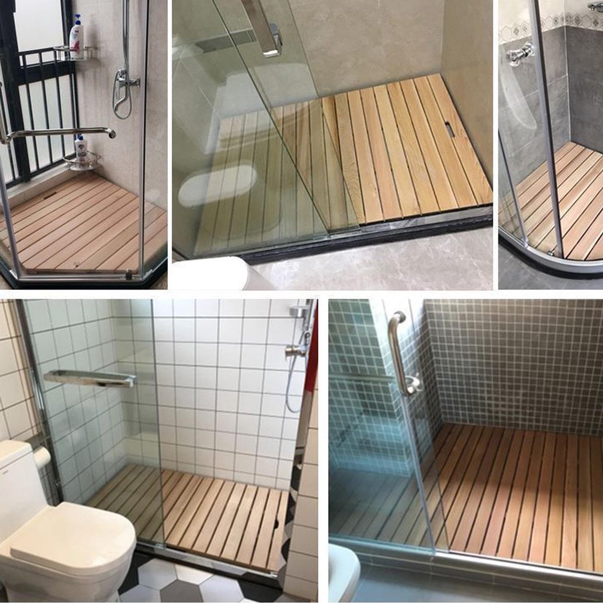 Douchemat Bamboe - Houten Badmat - Veilig Douchen - Antislip Rubberen Voetjes - 60x90cm - Natuurlijk Hout — cadeau in Wonen & Interieur - foto 2