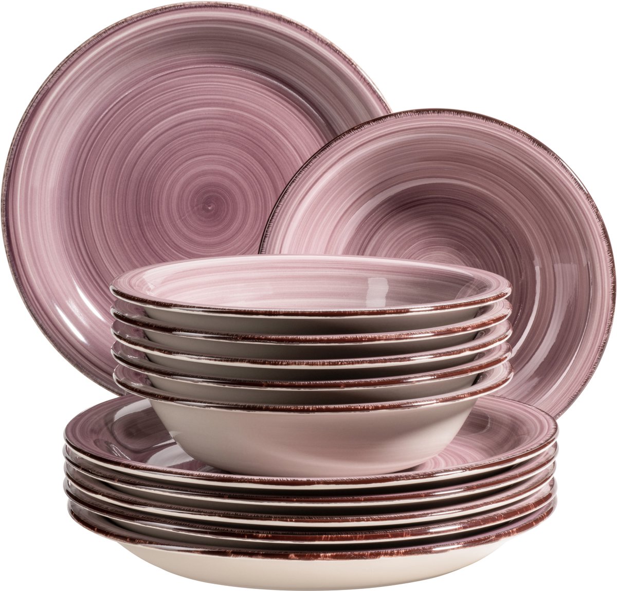 Mäser Serviesset 12-delig LUMACA Berry - Compleet Dinerset voor 4 Personen - Borden en Kommen - Keramisch Tafelservies - Eetservies met Moderne Uitstraling