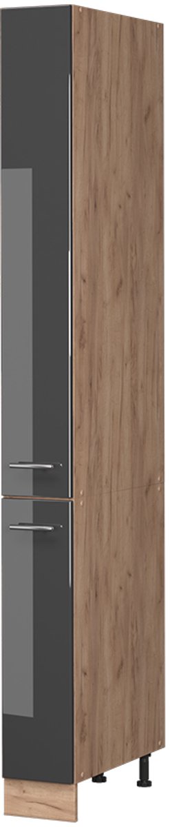 Vicco Apotheekkast Fame-Line, Antraciet Hoogglans/Goudkleurig Eiken, 20 cm
