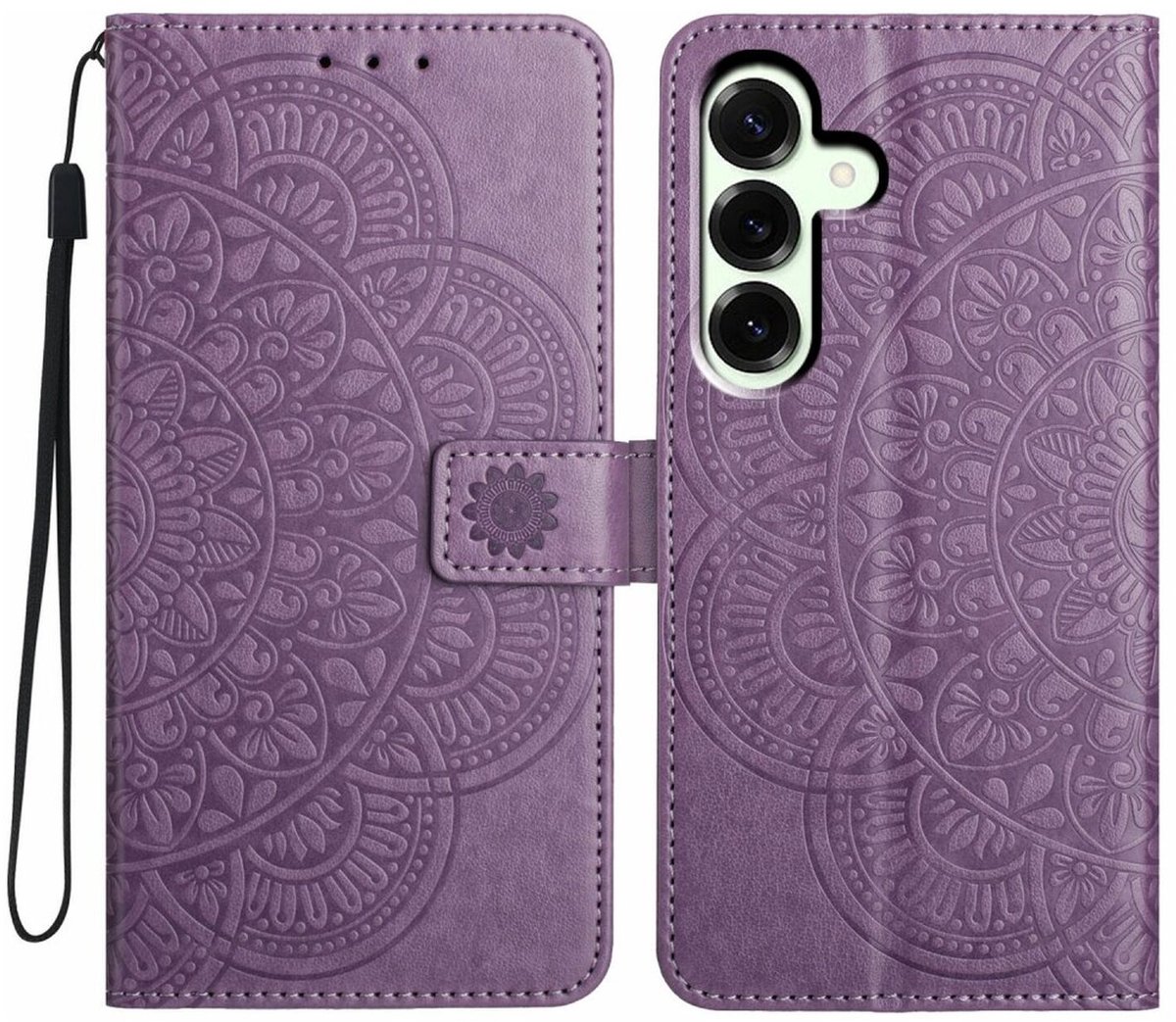 Mandala Book Case Geschikt voor Samsung Galaxy A17 / A26 - Hoesje met Pasjeshouder Paars