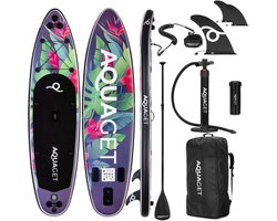Aquaget® SUP Board - Opblaasbaar Paddle Board - Met Tas - Inclusief Accessoires - Complete Set - Max. 150KG - 320x81cm - Meerkleurig